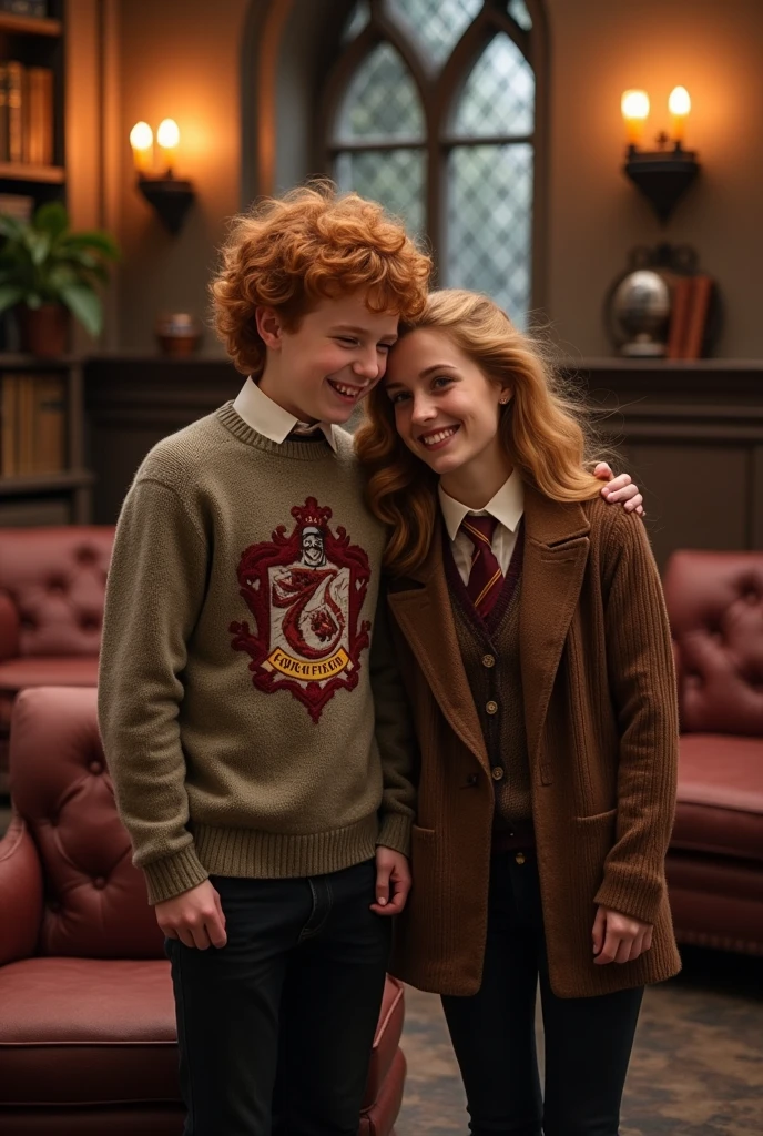 Photo of Ron Weasley next to Hermione Granger