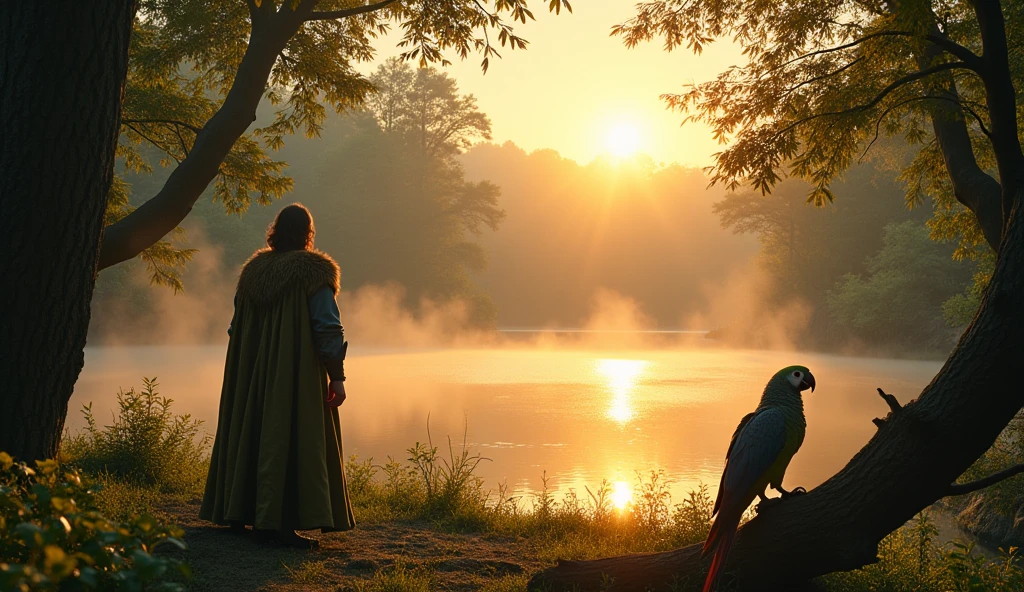 King As he approached the lake, he saw an old parrot .  The parrot was very old and old