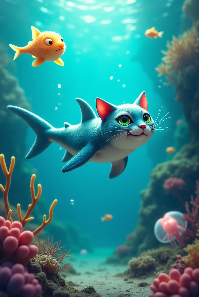 A half-cat shark
