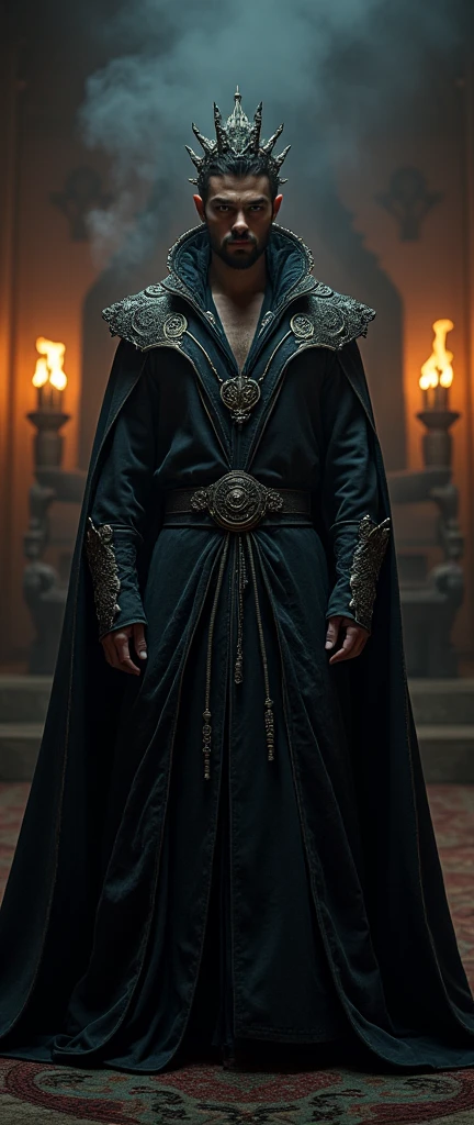 Human male, demon king, handsome, white eyes, robe,cold, cool, stylish high image quality