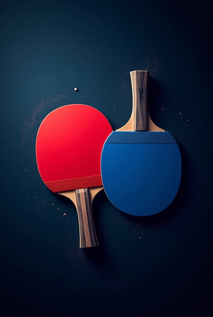 Create an image with ping pong rackets on a dark blue background