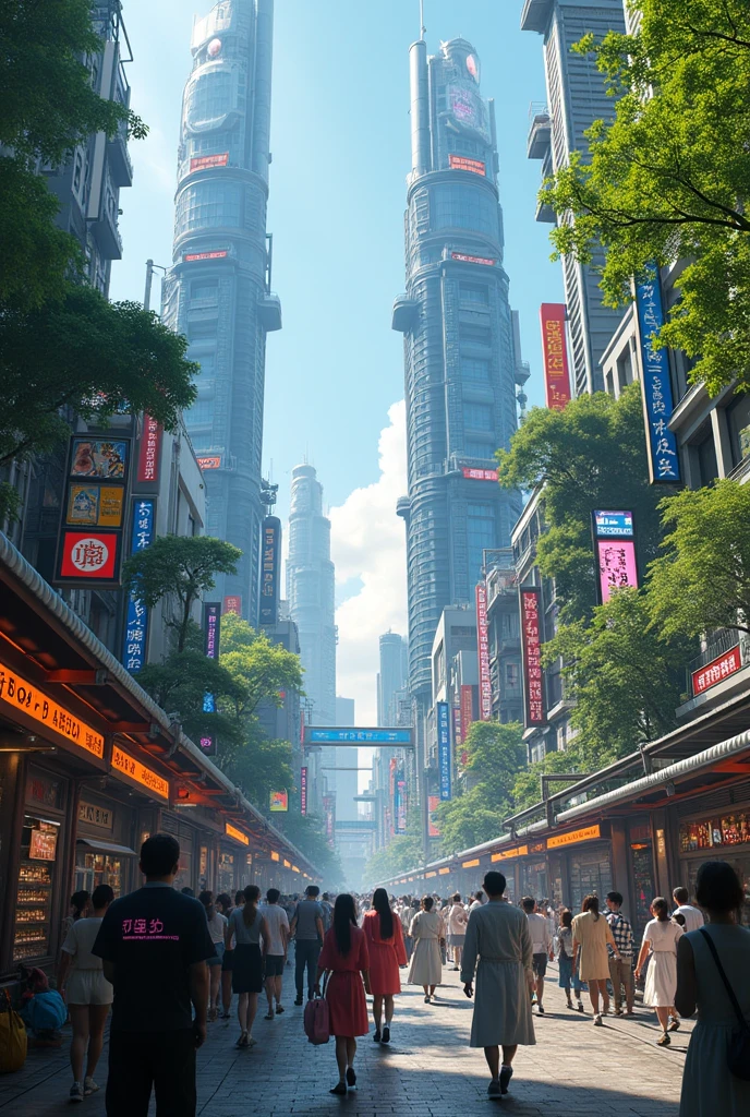 (Highest quality,4K,High resolution,masterpiece:1.2),Very detailed,A Japanese city in the year 5000 AD、sf