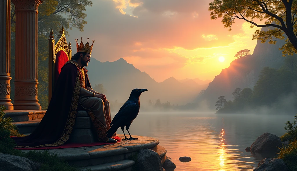 The crow approached the king and said to him, "O great king! By drinking the water of this lake, your every wish can be fulfilled."
