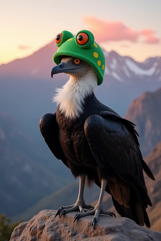 Peruvian Condor wearing a frog hat
