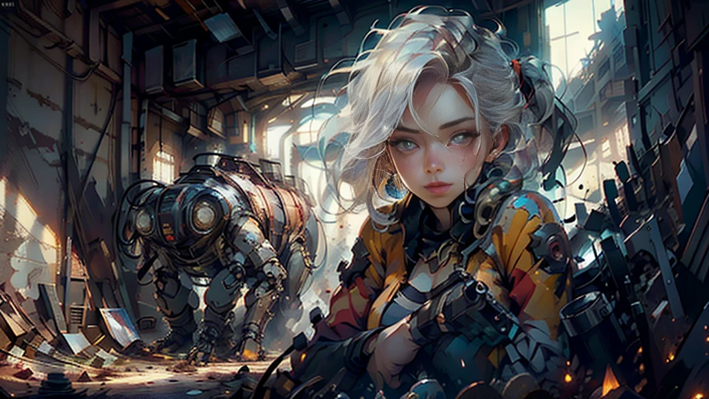 Men are wearing Amman mechs, red and gold, highly detailed abandoned warehouse backgrounds, detailed faces, detailed complex busy backgrounds, messy, gorgeous, milky, detailed skin, realistic skin details, visible pores, sharp focus, volume fog, 8k UHD, DSLR cameras, high quality, film grain, white skin, photorealism, lomography, Metropolis in futuristic dystopia, view from below, translucent