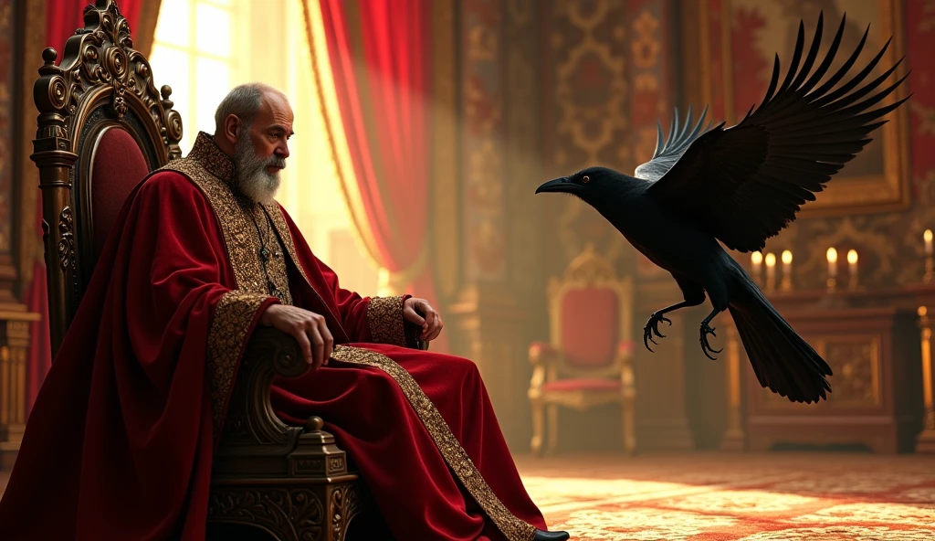 The crow approached the king and said to him, "O great king! By drinking the water of this lake, your every wish can be fulfilled."