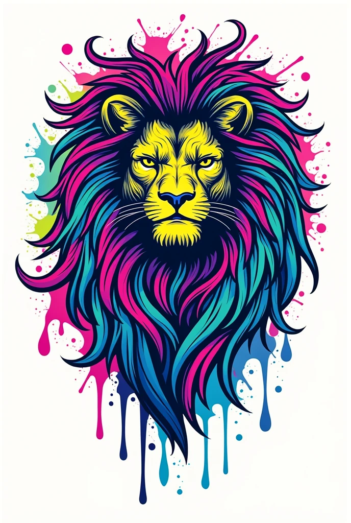 A tshirt design, a leo symbol funky, trendy, no background, fun, colorful, blue. Green, purple, graffiti 