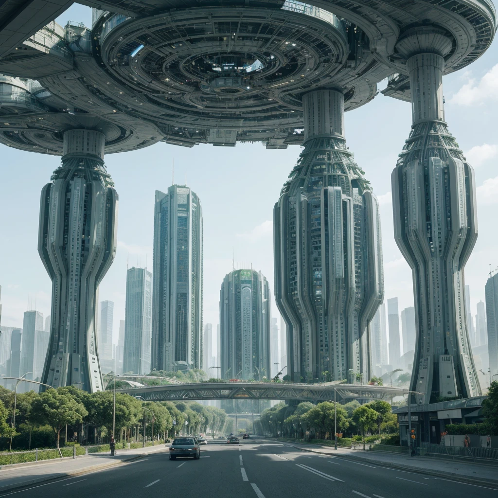 Eco-friendly futuristic city, futuristic city, green City.