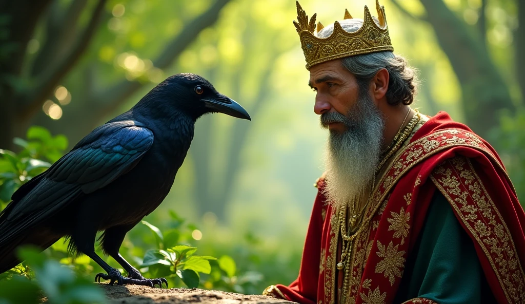 The crow approached the king and said to him, "O great king! By drinking the water of this lake, all your wishes can be fulfilled. But remember, this water should be drunk in very little quantity, otherwise it may have the opposite effect." is."