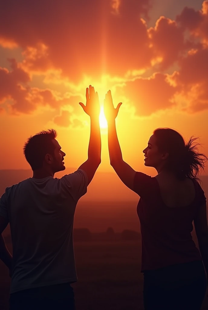 Generates a high resolution image at 9:16. The scenario is adverse and in the background you can see the light of the new dawn. implying that God heals people.