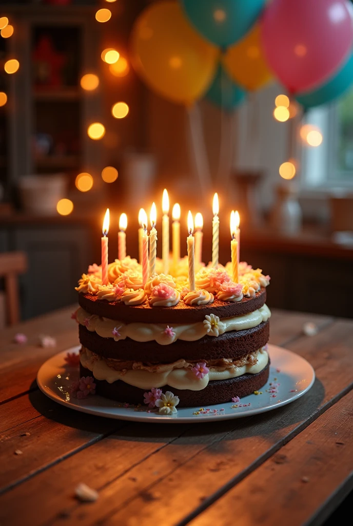 shadow of a cake with eighteen birthday candles