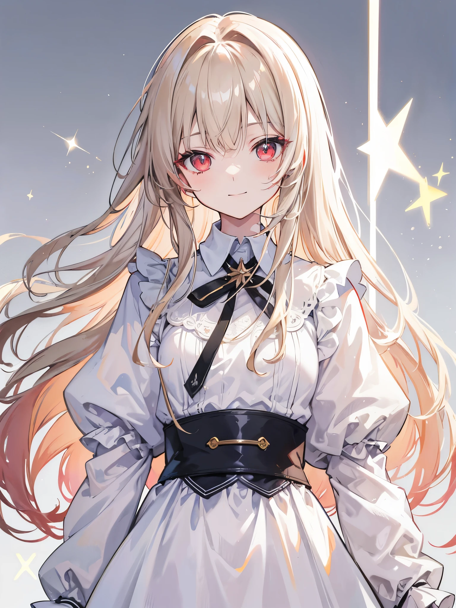 High resolution, One person, solo, Long Hair, Red eyes,Beige hair,
Highest quality, masterpiece, High-resolution model, Long Hair, Shiny Hair, Sparkling eyes, Lonely, smile, disposal、watercolor、Light color scheme、White dress、Simple Background, Close-up, Part of the picture goes outside the frame, Lots of white space, watercolor画,Character portrait,Maid clothes,