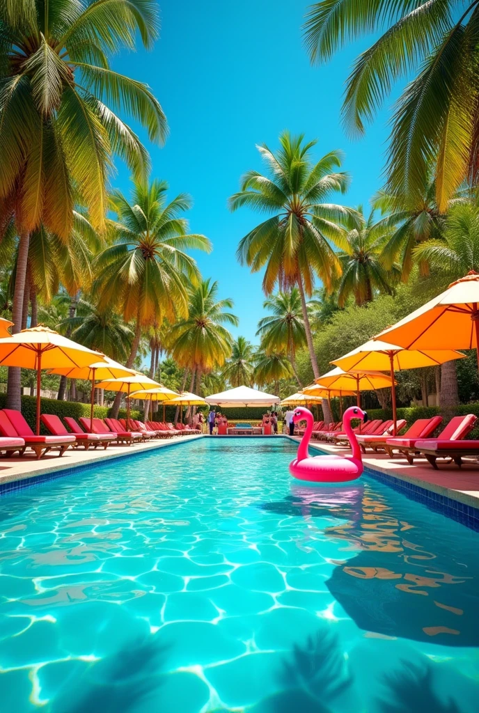 Background con colores vivos y palmeras para pool party full HD