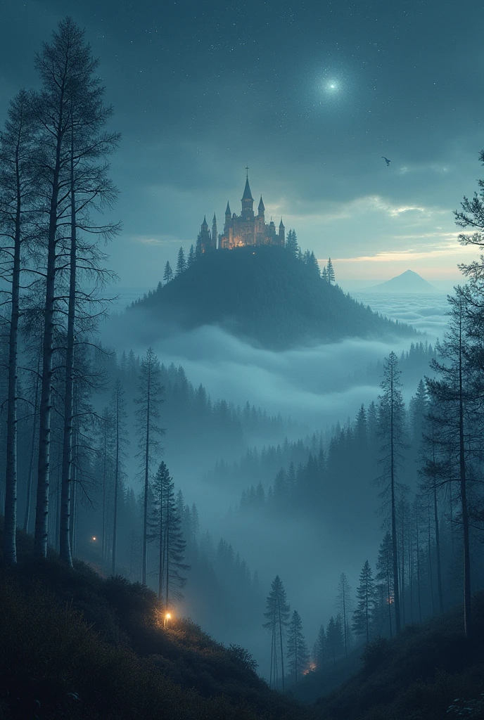 plano general, whole body, (1 mysterious island in the middle of the ocean:1.5) an island in the sea, inside the island ,a forest of white birch trees mysterious lights and fantastic creatures, a starry night, ((Matias_adolsson style!)), gloomy and foggy atmosphere, Surrealism, The absurdity of tenderness, Attraction and rejection of extraordinary appearance, naive magic art, primitivism, protogeno, , ((Best Quality, masterpiece)), ((more detail)), impression:1,1, 8k