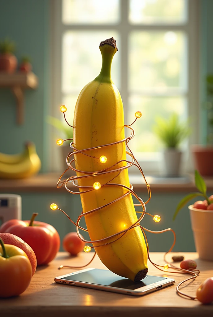 banana with electric circuit