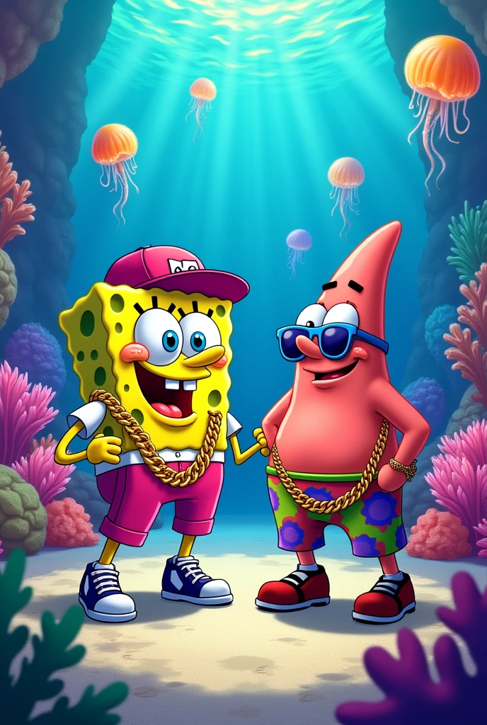 SpongeBob and Patrick as rappers