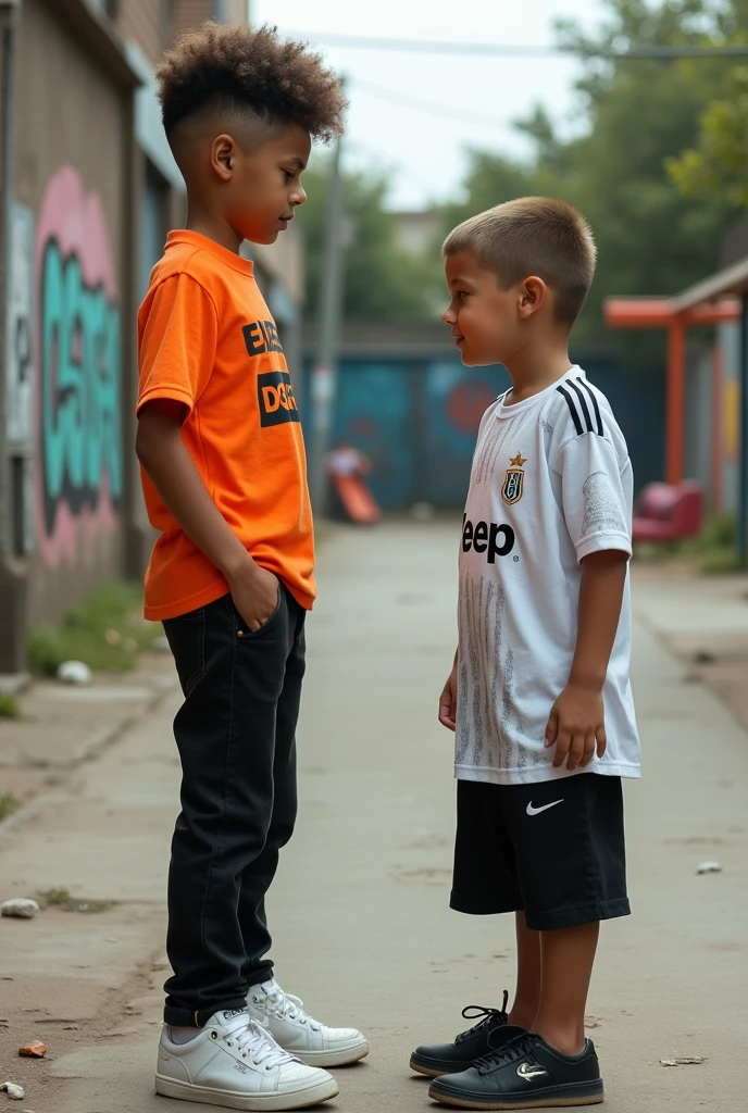 A 15 year old girl pushes her smelly Nike shoes onto the nose of a 10 year old boy