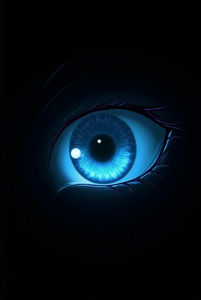 Create a high resolution wallpaper with gojo satorus eye. The background is pitch-black. In the center there is only the eye. It has a blue neon glow. 