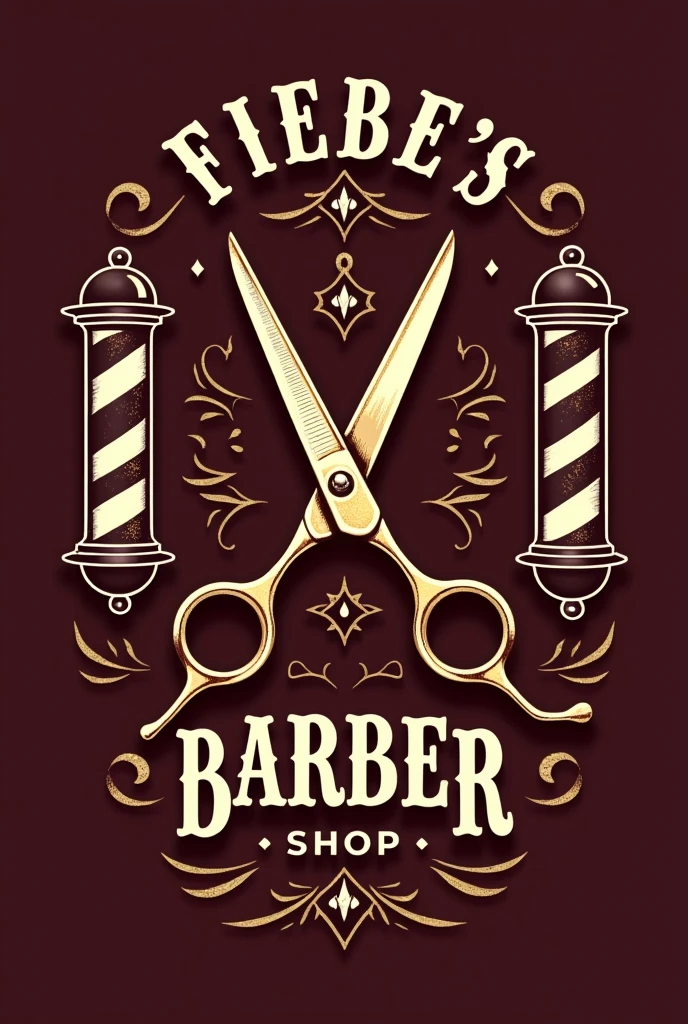 Barber shop logo with golden scissors