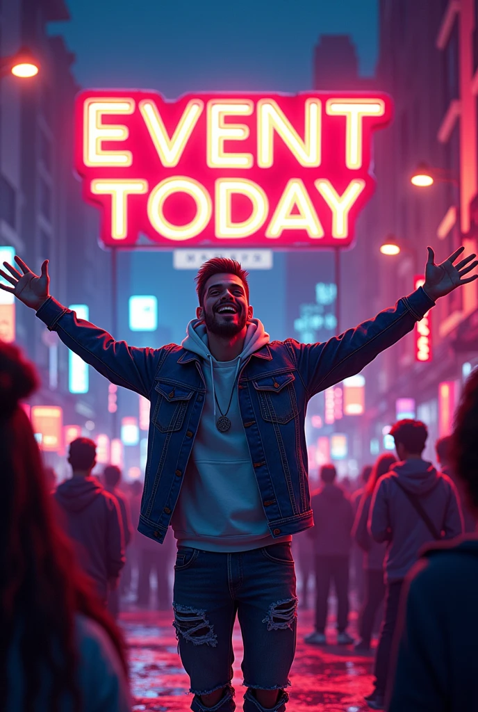 Create an image with the text EVENT TODAY RECORDING AT 9 PM:00 I WANT EVERYONE IN THE ROOM