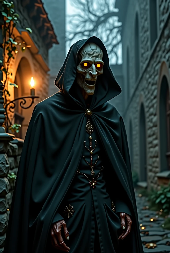 Generate a Nosferatu vampire with brown skin
