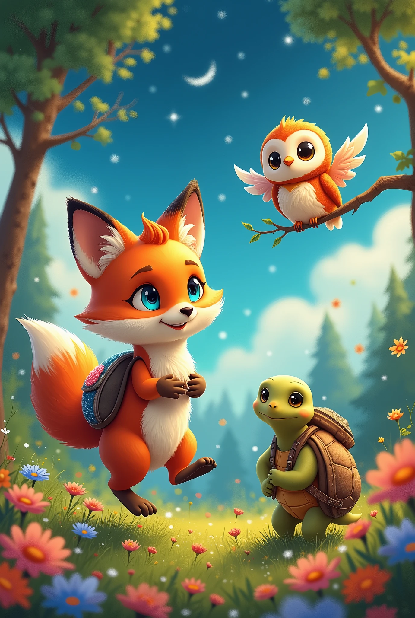 Three adorable characters that aren't human. The first means the freedom to do, to think, to believe and be as you want. The second means the time, to live life without being limited by fear, to be brave and experience life by daring to try new things. And the third means the determination to make decisions without regrets and facing the consequences., Always looking on the bright side of things.