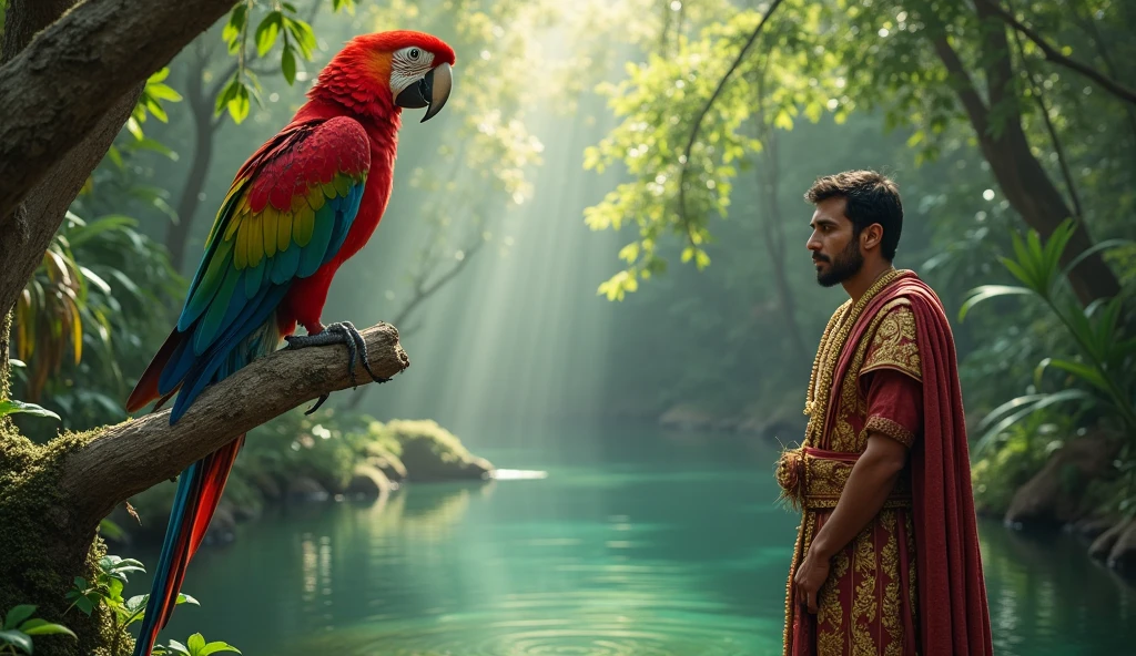 . The parrot, who was listening to both of them, said, "King Salamat! Do not believe what the crow says. He is deceiving. Before you drink the water of this lake, you should know its truth."