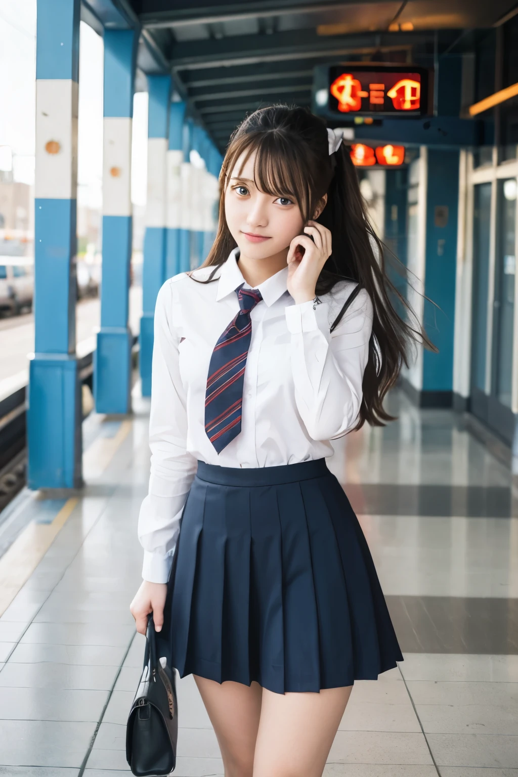 High school girl uniform train