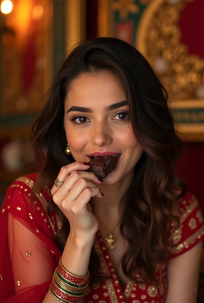 Indian actress sanjeeda sheikh is sucking chocolate 