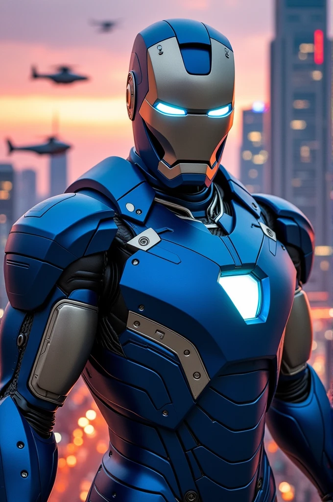 Blue and gray Iron Man