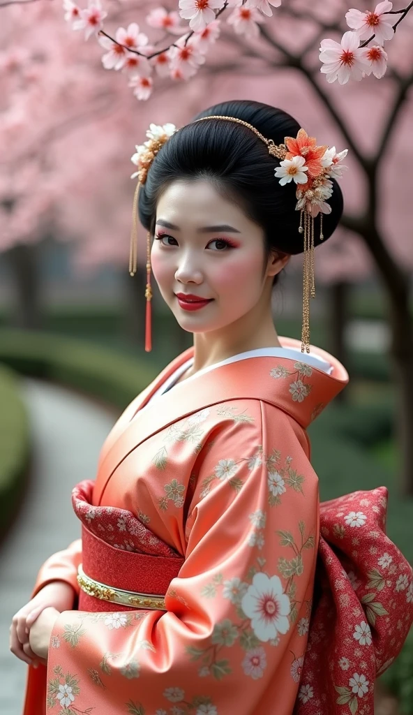 RAW. Masterpiece, high resolution photo, a Japanese kimono beauty, plump body, huge natural breast, very beautiful face Japanese women, front of few, 8K, UHD