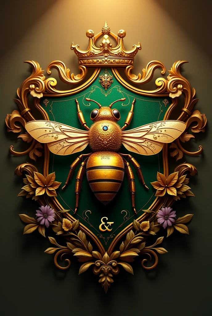 Create a 3D style image of a queen bee coat of arms for me  ,with the name highlighted Costa& Silva 