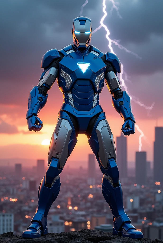 Blue and gray Iron Man