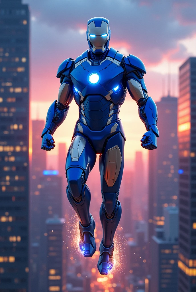 Blue and gray Iron Man