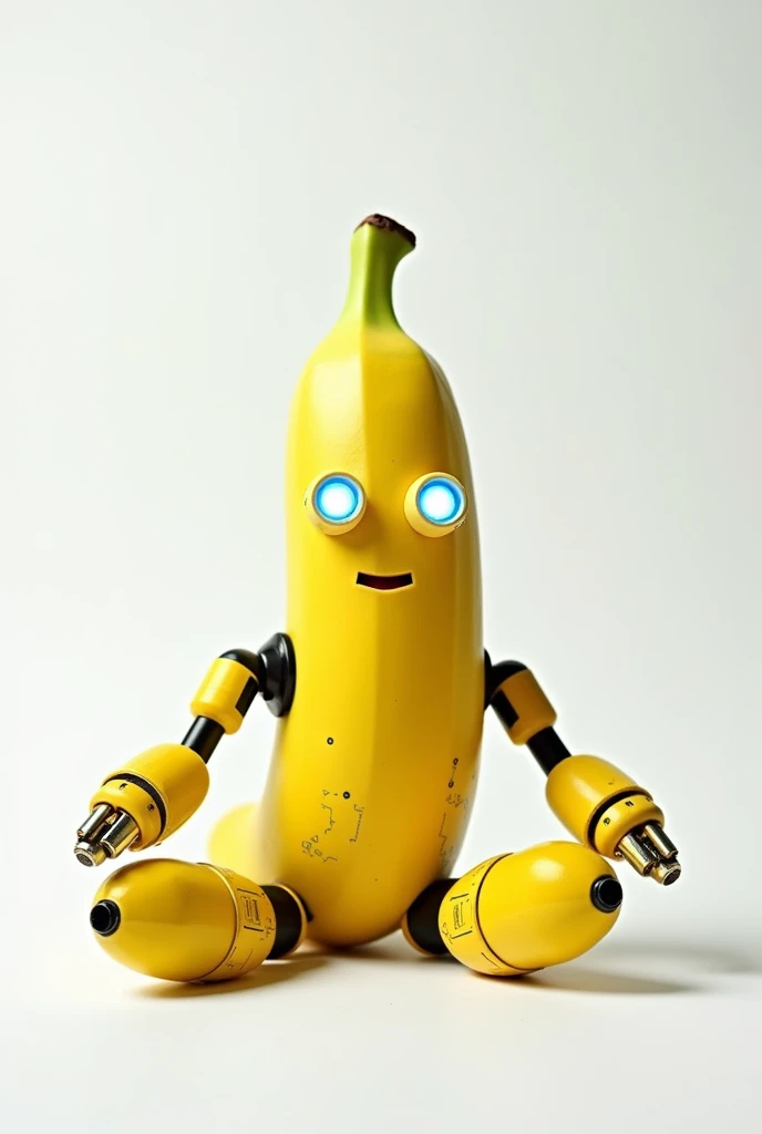 Drawing of a banana and artificial intelligence on a white background