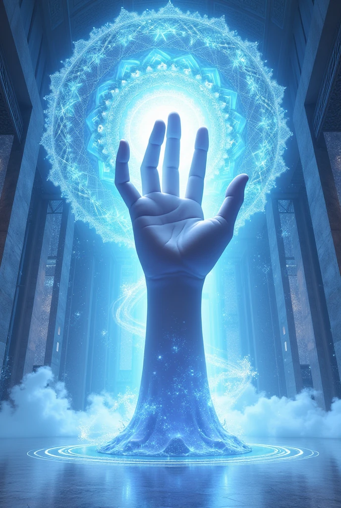 create a free image of Satoru Gojo's domain expansion with a hand with fingers crossed simulating the hand position shown in the anime