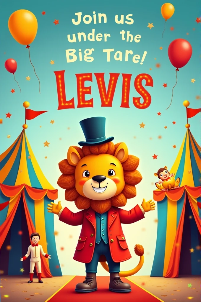 Levi's 3rd Birthday Circus Invitation