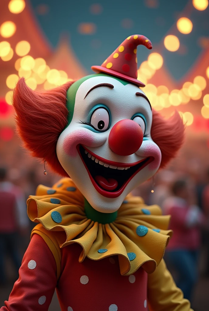 a clown crying with laughter , like an emoji