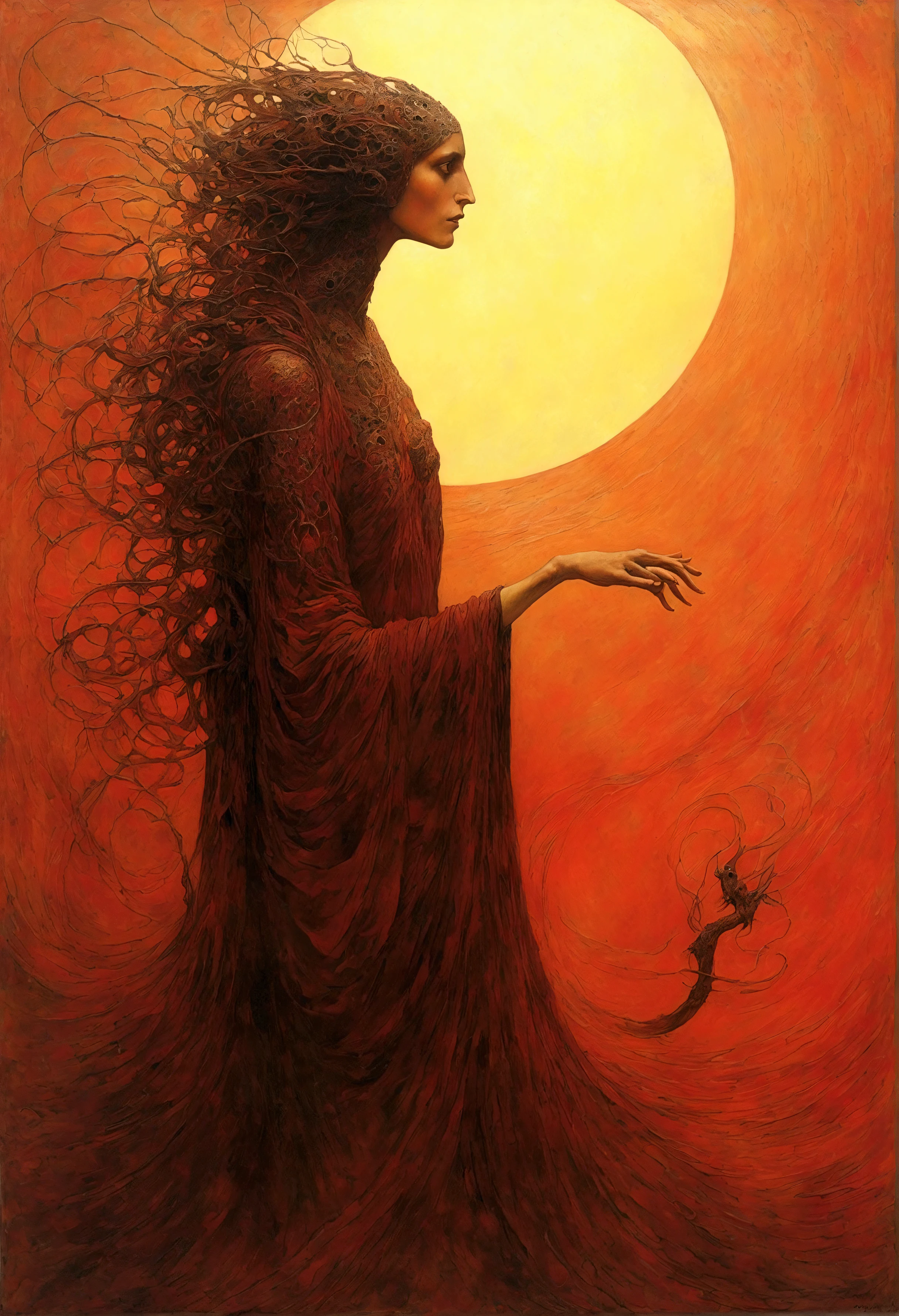 Mythical creatures, author：By Zdzisław Beksinski, Mucha、red、Big eyes、Azathoth