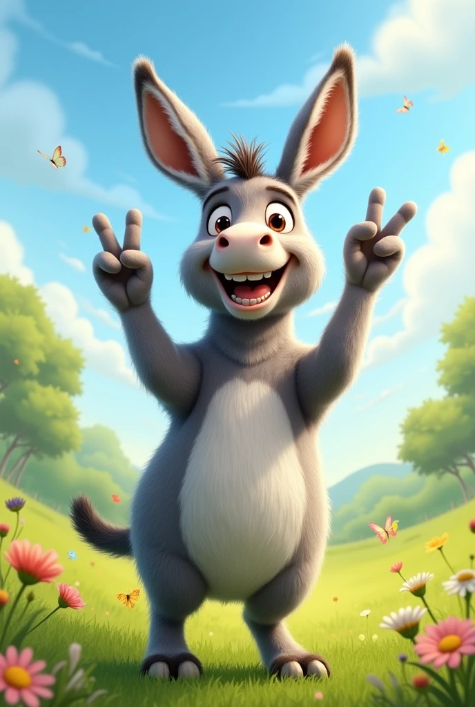 Donkey making the V sign