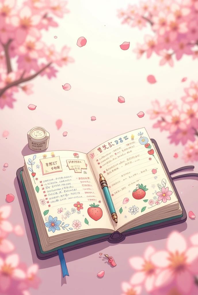 Anime Style Japanese Notebook with Notes {cartoon}