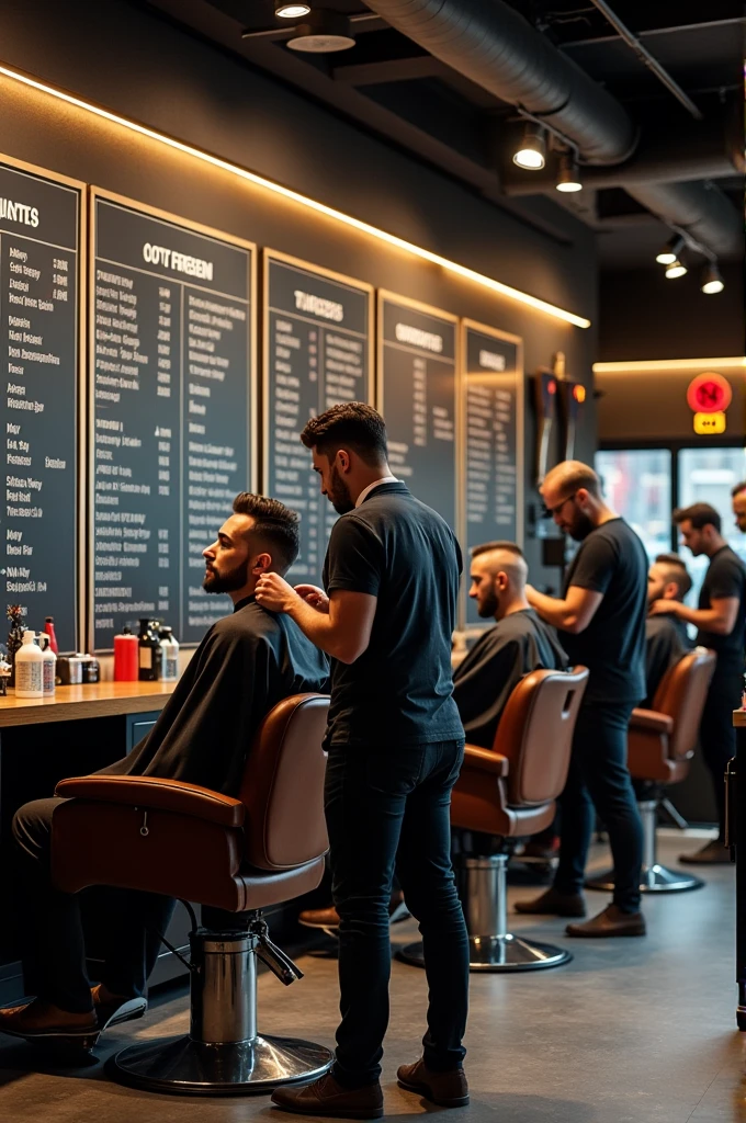Create a graphic for a modern barbershop with a schedule full of appointments. 