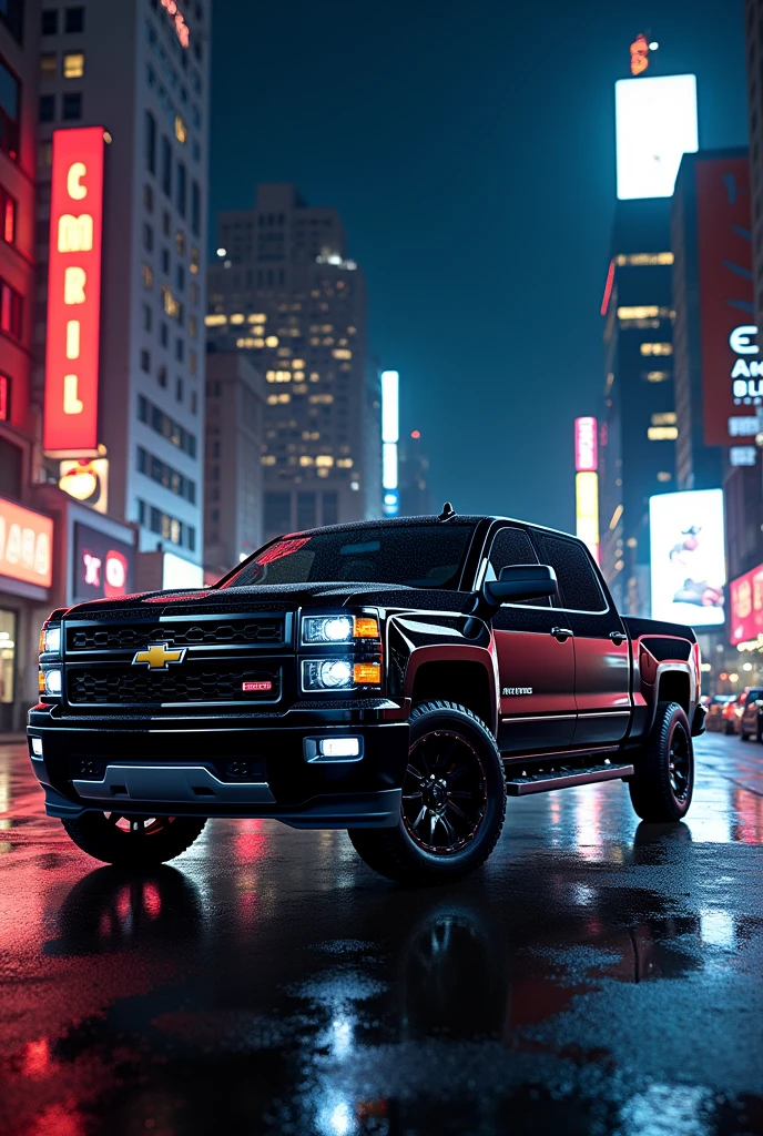 Cool image of a 2014 black Chevrolet Silverado animated 