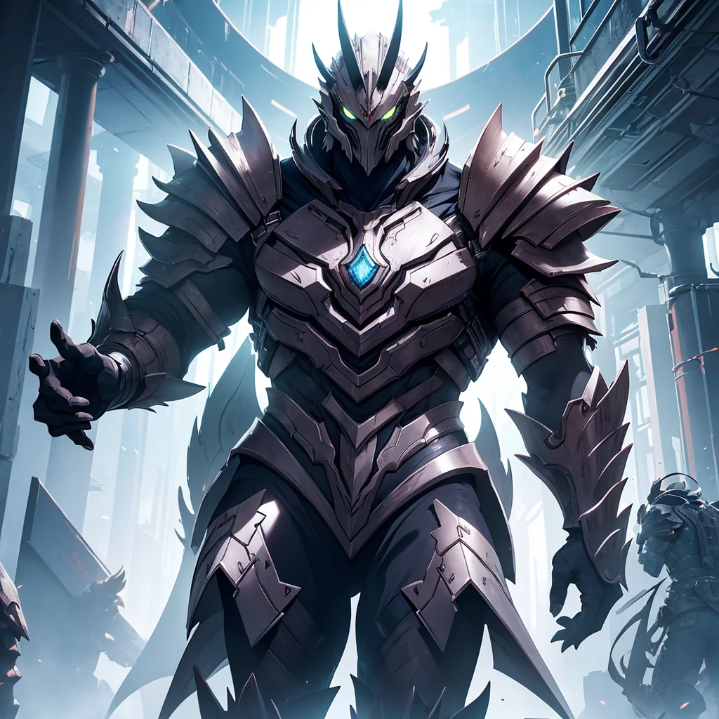 Make a beastly monster resembling a beast with futuristic armor.