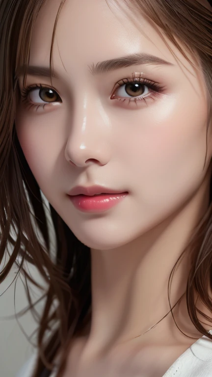 (Highest quality、8k、32K、masterpiece)、(Realistic)、(Realistic:1.2)、(High resolution)、Very detailed、Very beautiful face and eyes、1 person、Round and small face、Tight waist、Delicate body、(close、Highest quality、Attention to detail、Rich skin detail)、(Highest quality、8k、Oil paints:1.2)、Very detailed、(Realistic、Realistic:1.37)、Bright colors