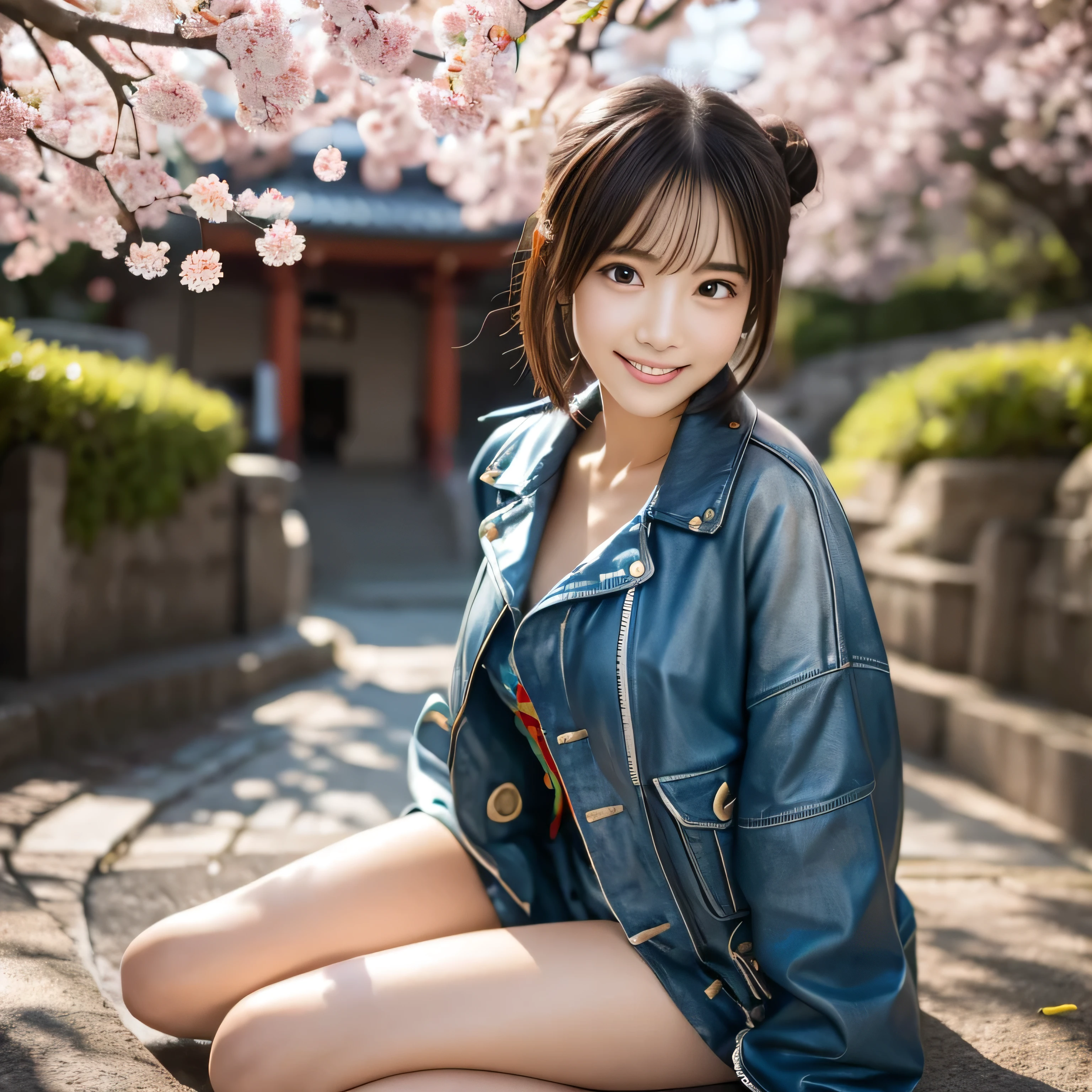 ((Hair Bun:1.3,lewisleathers doubleriderjacket,white camisole、Denim hot pants、Expressionless、美しいJapanese people women、cute、Small breasts))、Graduation Ceremony、university student、22 years old、hakama 、Hair tied up、Cherry tree in full bloom、Cherry blossom confetti、1people,(Wearing colorful stage costumes:1.2),Very beautiful Japanese idol portraits,Face close-up,(RAW Photos,Highest quality),(Genuine,Genuineistic:1.4),(masterpiece),Very delicate and beautiful,Very detailed,2k wallpaper,wonderful,In detail,Highly detailed CG Unity 8K wallpapers,Very detailed,High resolution,Soft Light,Beautiful detailed,Very detailed eyes and face,Beautiful and sophisticated nose,Beautiful and beautiful eyes,Cinema Lighting,(Simple light color background:1.3),(short hair),(Bob),Complete Anatomy,Slender body,Small breasts,smile,{A sheer black yukata}、{Mysterious Shrine}、{Large Torii Gate}、 {Morning sunlight filtering through the trees}、{Japanese Shrines}、{Hair tied up}、{sit cross-legged}、美しいJapanese people women、Sharp focus, Perfect dynamic composition、Tilt your head、Close-up portrait, Model body type、 masterpiece、Highest quality、超High resolution、Ultra-high resolution photos、Smooth upscaled images 、HD resolution,、High Quality Boost,、Contrast Boost、Hyperrealism、Super fine、8k、elegant、 1people、Japanese people women、美しいJapanese people women、Ultra detailed face,、A captivating smile、cute、White skin、Fair skinの美しい肌、Brown eyes、Beautiful symmetrical face、Small face、Age 25、Beautiful black hair、 Beautiful small breasts、Skin between genuine people、Perfect figure、Perfect anatomical figure、whole body photos、Detailed and realistic people bodies、Detailed and realistic skin、Realistic face in every detail、Detailed and realistic eyes、Detailed and realistic lips、Detailed and realistic teeth、Detailed and realistic ears、Detailed and realistic hair、Beautiful Hands、Realistic feet down to the last detail、Realistic breasts down to the last detail、Realistic areola down to the last detail、Realistic nipples down to the last detail、Realistic female genitalia down to the smallest detail、Realistic vagina down to the last detail、Detailed and realistic clitoris、Realistic anus down to the last detail、Thick pubic hair with realistic detail、whole body、whole bodywhite skin、Fair skin、Check and fix the skeleton、Pubic hair is thick、Thick pubic hair、 Completely naked、urination、Pleasant expression、Blushing cheeks and an ecstatic expression, Leaking urine、A sex toy is inserted into the anus、Bun Hair、Wearing sandals、{Yukata Girls}、Put your arms behind your back、Open your mouth、 {In the mysterious forest}、Wooden table、{surrounded with plants}、