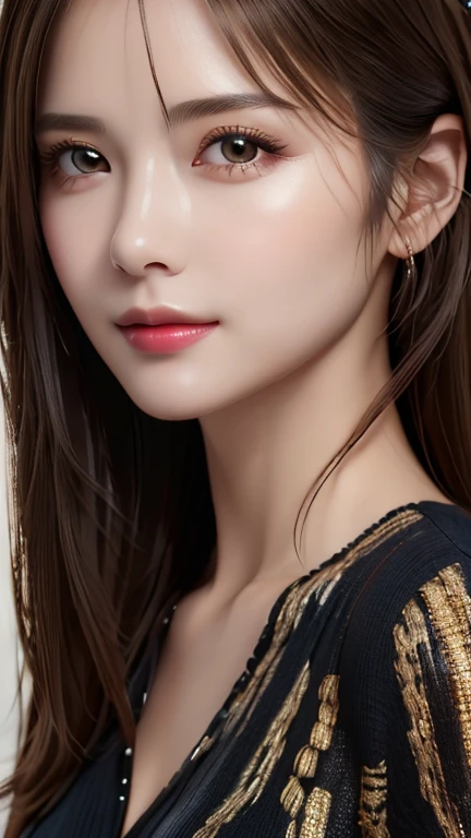 (Highest quality、8k、32K、masterpiece)、(Realistic)、(Realistic:1.2)、(High resolution)、Very detailed、Very beautiful face and eyes、1 person、Round and small face、Tight waist、Delicate body、(close、Highest quality、Attention to detail、Rich skin detail)、(Highest quality、8k、Oil paints:1.2)、Very detailed、(Realistic、Realistic:1.37)、Bright colors