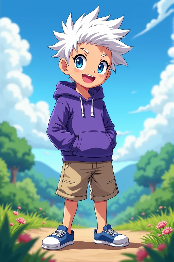 2D cartoon killua smiling