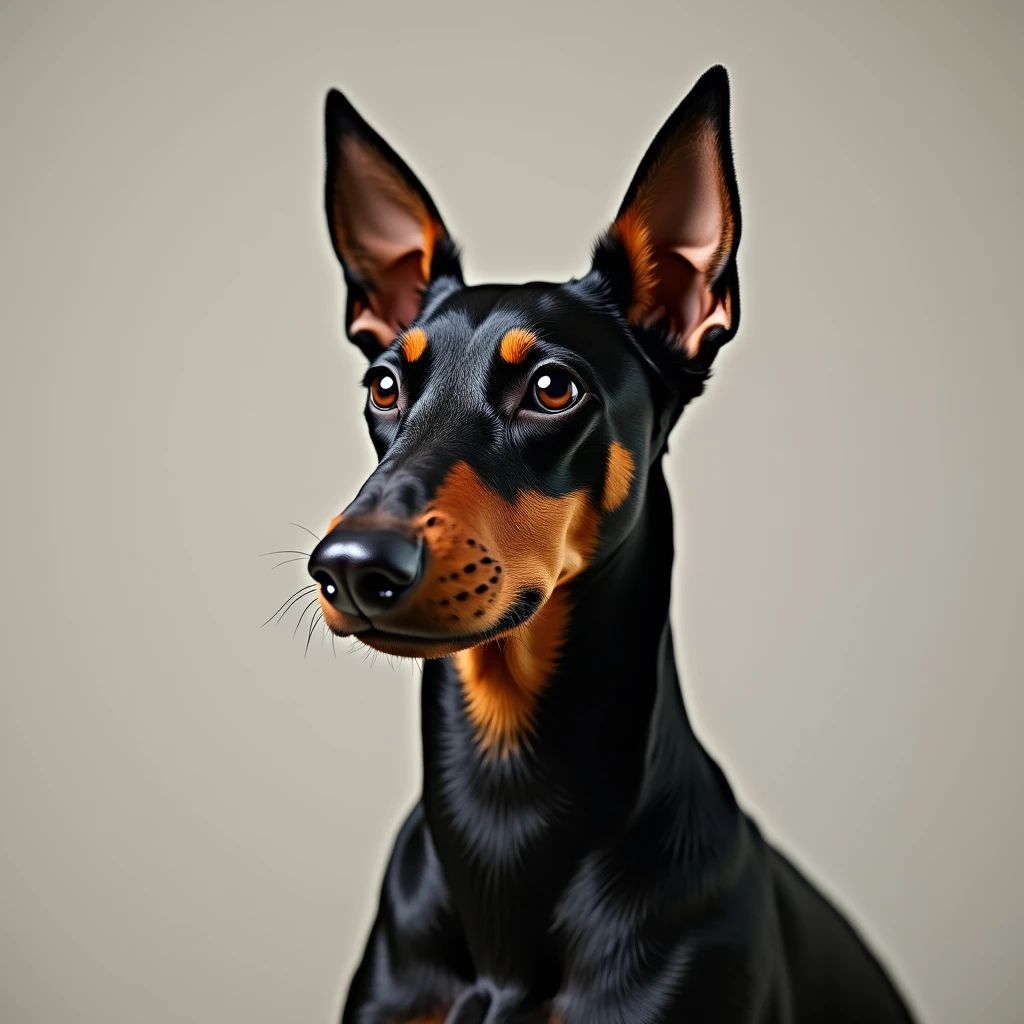 A dobermann with two heads
