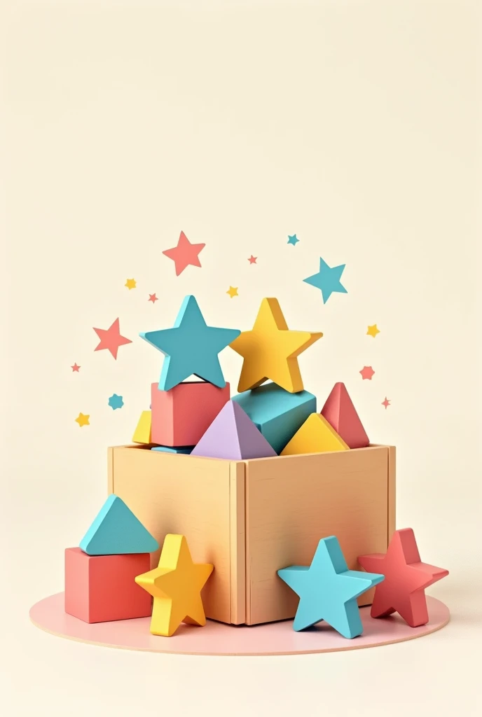 (sketch) wood toy, 4 year old girls, box with star blocks, didactic, useful, minimalist, understandable,  creative, innovative, pretty, colorful, stimulating 